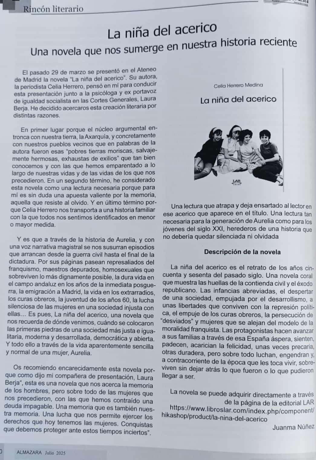 La niña del acerico La Almazara Julio 25